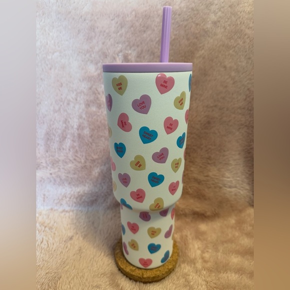 Simple Modern Limited Valentines Day White With Conversation Hearts 40oz Tumbler - Picture 5 of 9